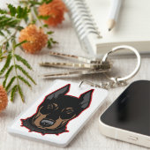Doberman Pinscher Black & Red Dobermann Schlüsselanhänger (Vorderseite rechts)