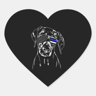 Doberman Pinscher Blue Line Sonnenbrille K9 Hund Herz-Aufkleber