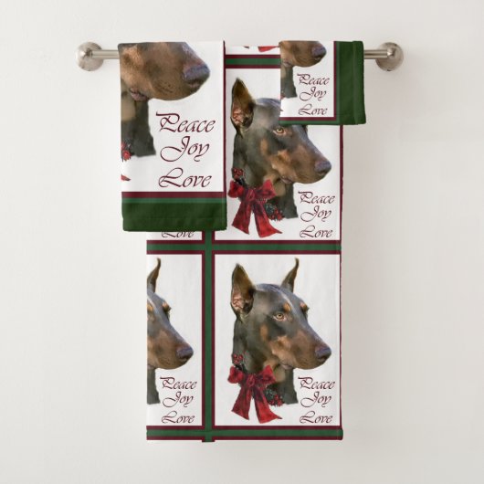 Doberman Pinscher Christmas Badhandtuch Set (Insitu)