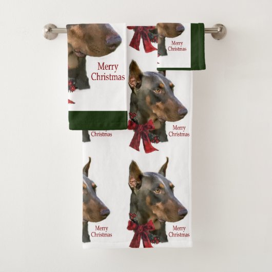 Doberman Pinscher Christmas Badhandtuch Set (Insitu)