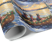 Doberman Pinscher Christmas Boat Holiday Geschenkpapier (Rolleneckpunkt)