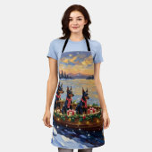 Doberman Pinscher Christmas Boat Holiday Schürze (Getragen)