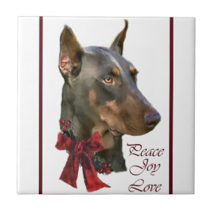 Doberman Pinscher Christmas Fliese