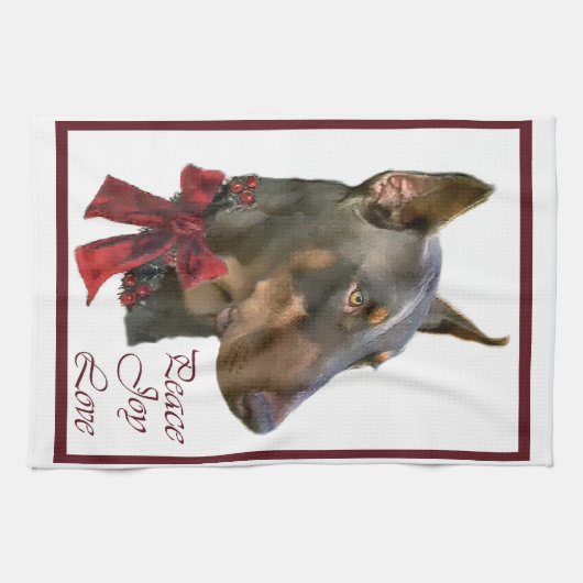 Doberman Pinscher Christmas Handtuch (Horizontal)