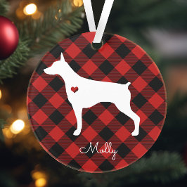 Doberman Pinscher Christmas Karierter Hundename Ornament