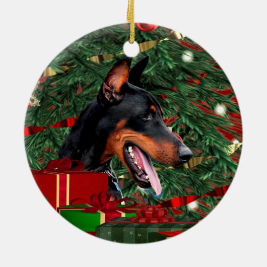 Doberman Pinscher Christmas Keramik Ornament (Hinten)
