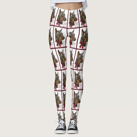 Doberman Pinscher Christmas Leggings (Vorderseite)