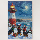 Doberman Pinscher Christmas Lighthouse Holiday Puzzle (Vertikal)