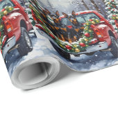 Doberman Pinscher Christmas Red Truck Holiday Geschenkpapier (Rolleneckpunkt)