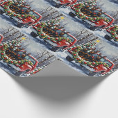 Doberman Pinscher Christmas Red Truck Holiday Geschenkpapier (Ecke)