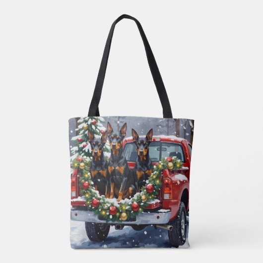 Doberman Pinscher Christmas Red Truck Holiday Tasche (Rückseite)