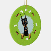 Doberman Pinscher Christmas Wreath Keramikornament (Rechts)