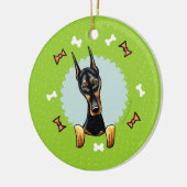 Doberman Pinscher Christmas Wreath Keramikornament (Links)