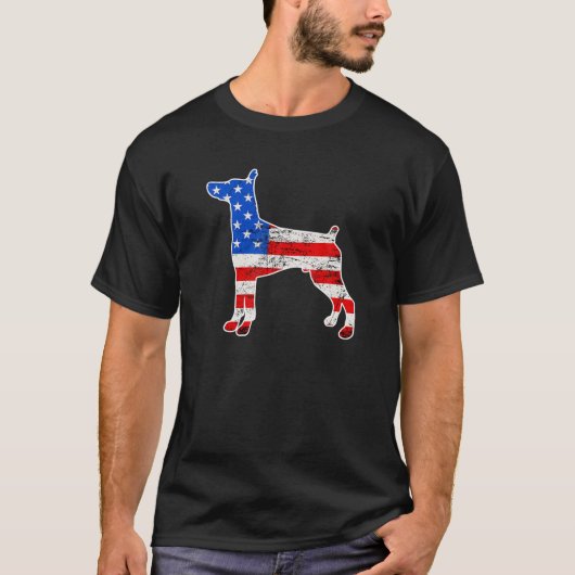 Doberman Pinscher Dog, 4. Juli, Retro USA Amerika T-Shirt (Vorderseite)