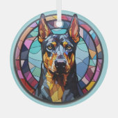 Doberman Pinscher Dog Abstrakt gefestigt Ornament Aus Glas (Vorderseite)