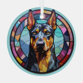 Doberman Pinscher Dog Abstrakt gefestigt Ornament Aus Glas (Rückseite)
