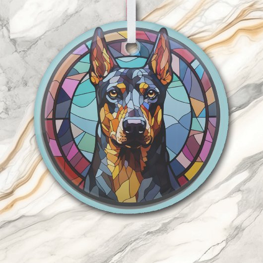 Doberman Pinscher Dog Abstrakt gefestigt Ornament Aus Glas