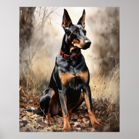 Doberman Pinscher Dog Art Print Poster (Vorne)