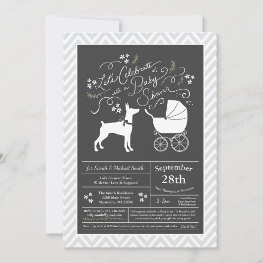 Doberman Pinscher Dog Baby Shower Gender Neutral Einladung (Vorderseite)