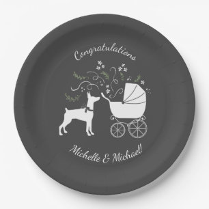 Doberman Pinscher Dog Babydusche Pappteller