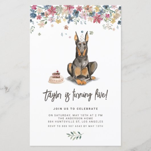 Doberman Pinscher Dog Birthday Einladung (Vorderseite)