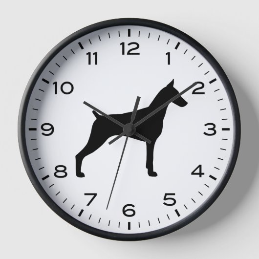 Doberman Pinscher Dog Breed Silhouette Uhr (Vorderseite)