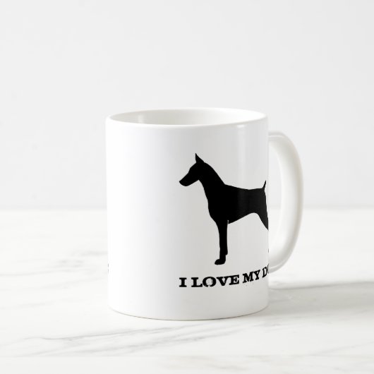 Doberman Pinscher Dog Breed Silhouetten Custom Kaffeetasse (VorderseiteRechts)