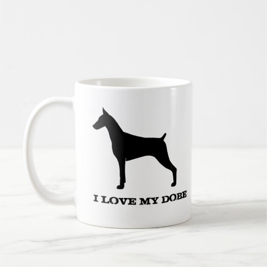 Doberman Pinscher Dog Breed Silhouetten Custom Kaffeetasse (Links)