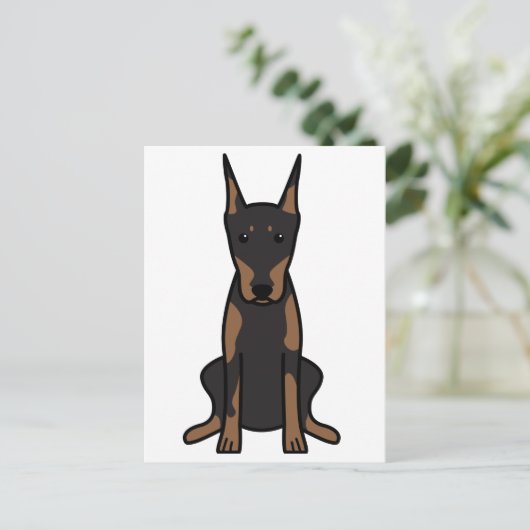 Doberman Pinscher Dog Cartoon Postkarte (Stehend Vorderseite)