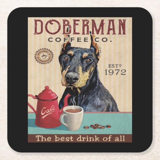 Doberman Pinscher Dog Coffee Rechteckiger Pappuntersetzer (Vorderseite)