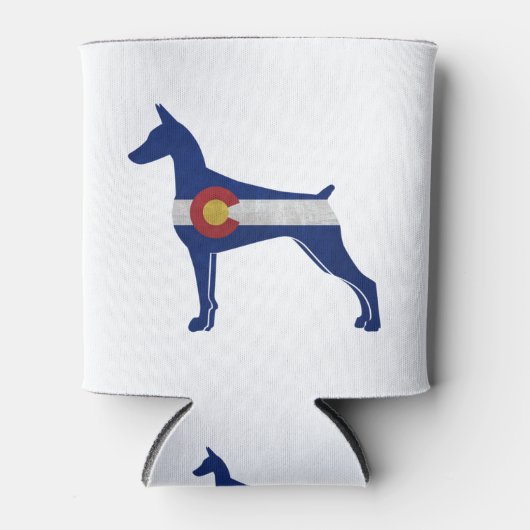 Doberman Pinscher Dog Colorado Flag Silhouette Dosenkühler (Vorderseite)