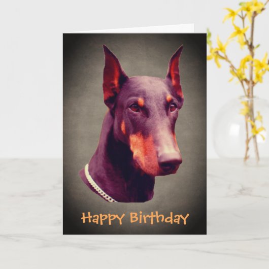 Doberman Pinscher Dog Face Birthday Card Karte (Gelbe Blume)
