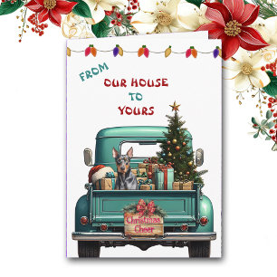 Doberman Pinscher Dog Farm Truck Weihnachtskarte Feiertagskarte