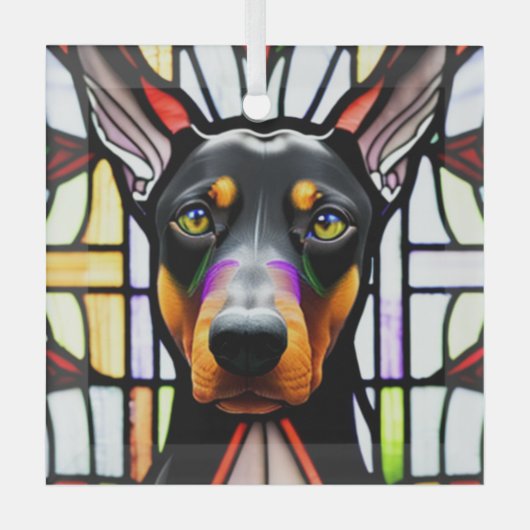Doberman Pinscher Dog "Festes Glas" Ornament Aus Glas (Vorderseite)