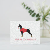 Doberman Pinscher Dog Frohe Weihnachtsgestaltung Feiertagspostkarte (Stehend Vorderseite)
