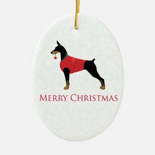 Doberman Pinscher Dog Frohe Weihnachtsgestaltung Keramik Ornament (Vorne)
