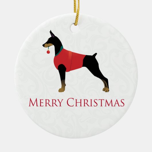 Doberman Pinscher Dog Frohe Weihnachtsgestaltung Keramik Ornament (Vorne)