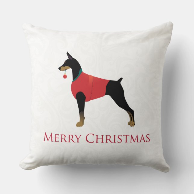 Doberman Pinscher Dog Frohe Weihnachtsgestaltung Kissen (Vorderseite)