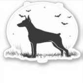 Doberman Pinscher Dog � Halloween Moon Silhouette Aufkleber (Vorderseite)