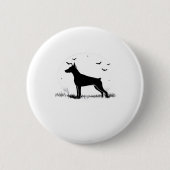 Doberman Pinscher Dog � Halloween Moon Silhouette Button (Vorderseite)