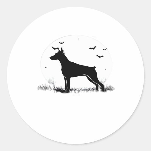 Doberman Pinscher Dog � Halloween Moon Silhouette Runder Aufkleber (Vorderseite)