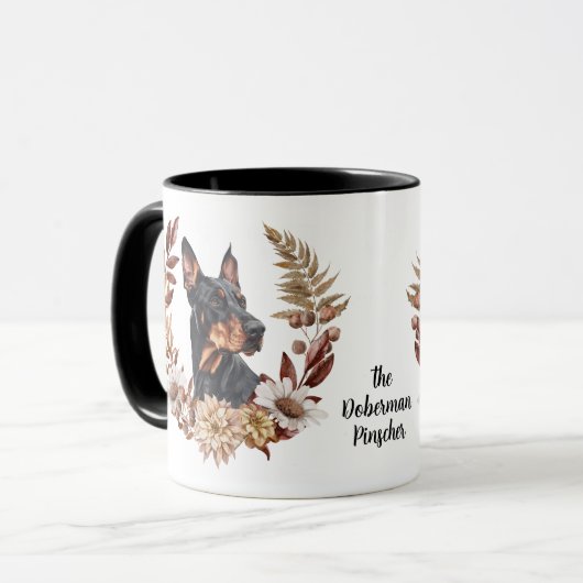 Doberman Pinscher Dog Herbstkranz Tasse (Vorderseite Links)