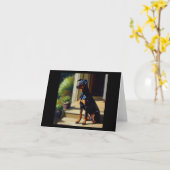 Doberman Pinscher Dog Karte (Gelbe Blume)