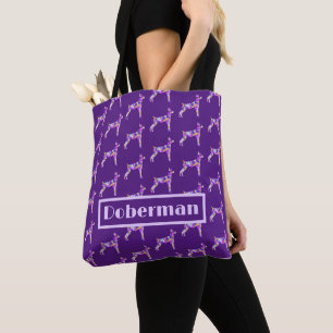 Doberman Pinscher Dog Lila Silhouette Personal Tasche
