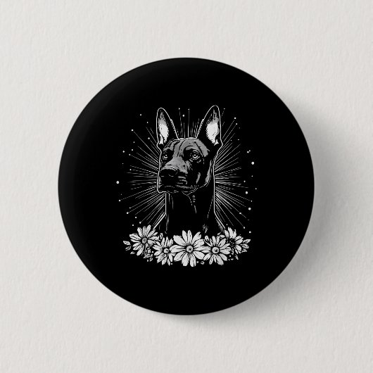 Doberman Pinscher Dog Lover Retro Style Tattoo _1 Button (Vorderseite)