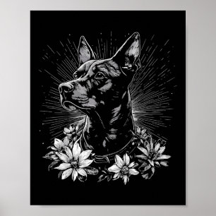 Doberman Pinscher Dog Lover Retro Style Tattoo Poster