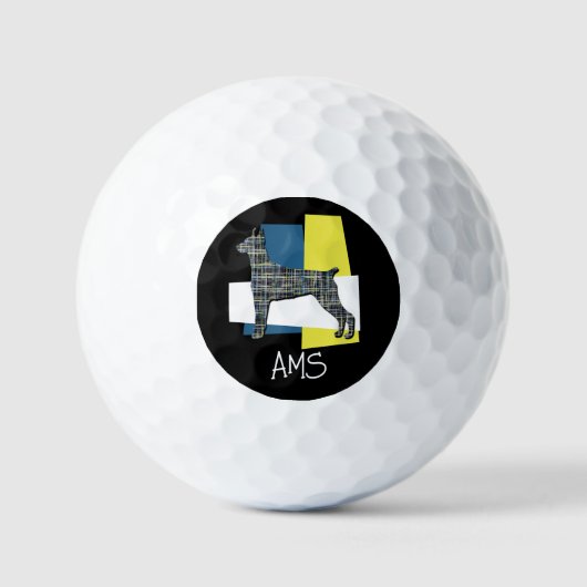 Doberman Pinscher Dog Monogram Silhouette TriGrid Golfball (Vorderseite)