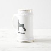 Doberman Pinscher Dog Niedlich Silhouette Grid Bierglas (Vorderseite Links)