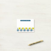 Doberman Pinscher Dog & Paw Yellow & Blue Grids Post-it Klebezettel (Auf Schreibtisch)