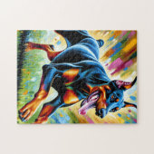 Doberman Pinscher Dog Portrait Akrylic Art Print Puzzle (Horizontal)